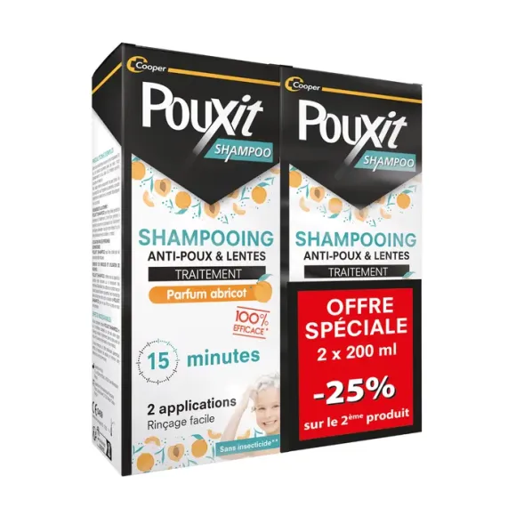 Shampoo gegen Läuse & Nissen mit Aprikosen-Duft Pouxit - 2 x 200ml Flaschen Sonderangebot