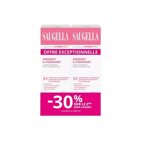 Beruhigendes und emollientes tägliches Intimwaschmittel Saugella - 2er-Pack mit 250 ml Flaschen