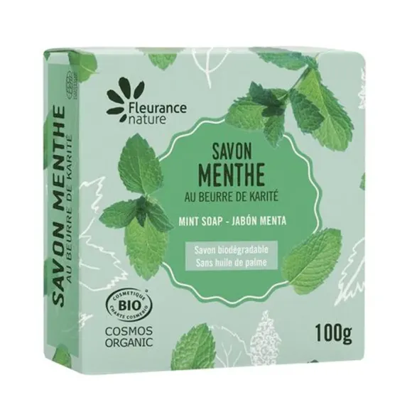 Bio-Sheabutter-Minze-Seife Fleurance Nature - 100g Stück