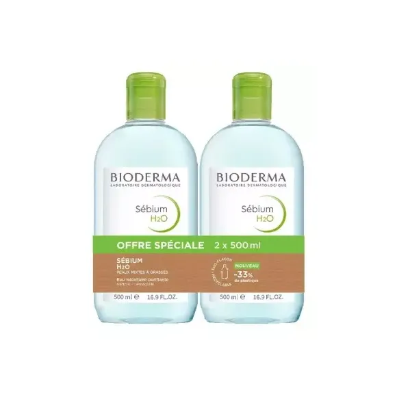 Sébium H2O Mizellenwasser reinigend Bioderma - 2 Flaschen à 500 ml