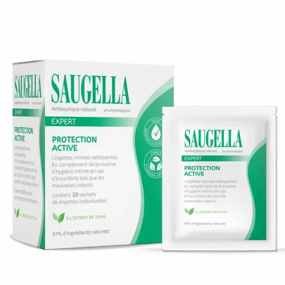 Intim-Wischtücher Expert Active Protection Saugella - Packung mit 10 Einzelwischtüchern