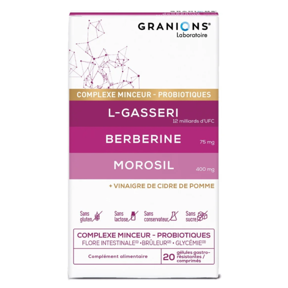 Komplexe Gewichtsreduktion Probiotika Granions - Packung mit 20 Kapseln + 20 Tabletten