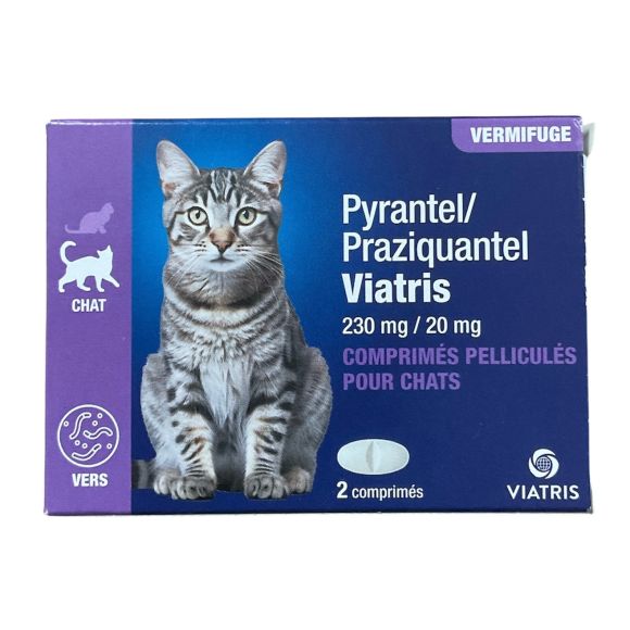 Pyrantel Praziquantel Wurmkur Katze Viatris - Packung mit 2 Tabletten