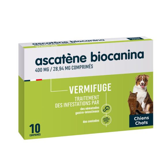 Ascatène Tabletten für Hunde und Katzen Biocanina - 10 teilbare Tabletten