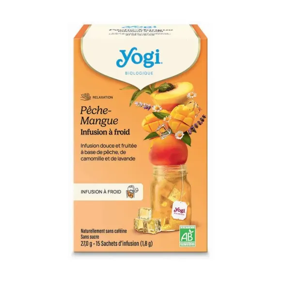 Entspannung Bio-Kaltaufguss Pfirsich-Mango Yogi Tea - Box mit 15 Beuteln