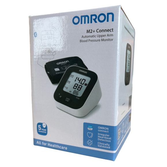 Automatisches Oberarm-Blutdruckmessgerät m2 intelli it+ Omron - Box mit einem Blutdruckmessgerät + Manschette