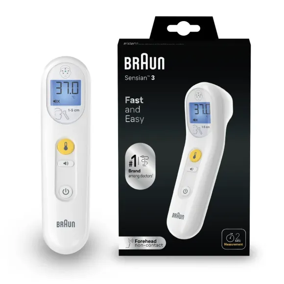 Sensian 3 kontaktloses Stirnthermometer Braun - ein Thermometer
