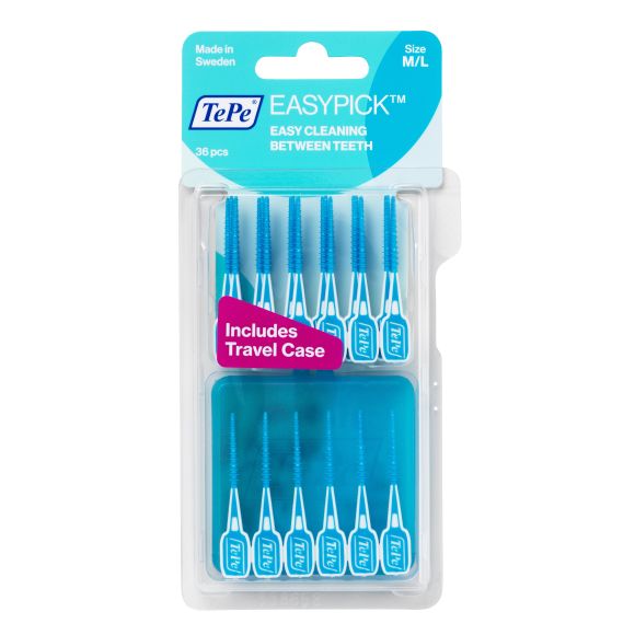 Einfache Pick Zahnstocher Silikon Türkis M/L TePe - 36 Einheiten