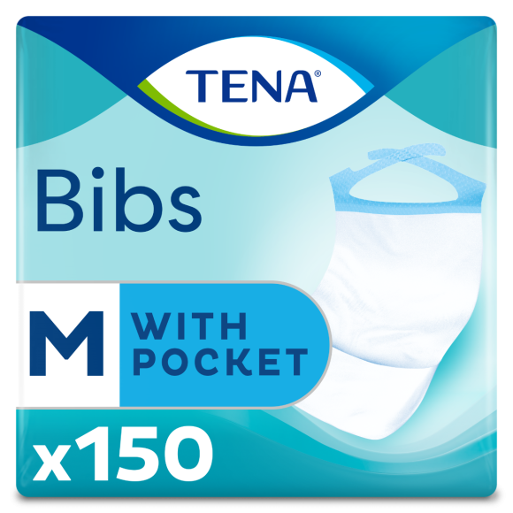 Bibs Schutz für Mahlzeiten 37x46 cm Größe M Tena - Packung mit 150 Schutzvorrichtungen
