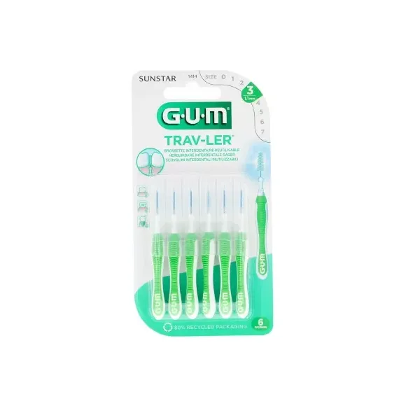 Antibakterielle Interdentalbürste Trav-ler 1,1 mm Gum - 6 Bürsten