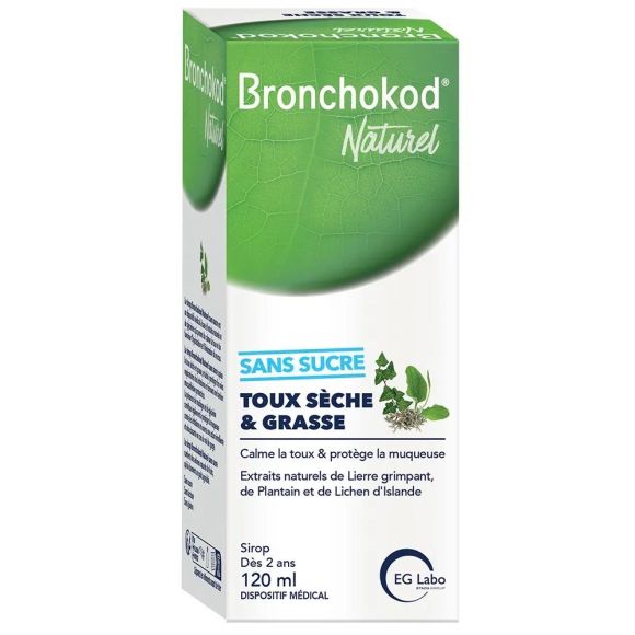 Bronchokod Naturalsirup für trockenen und produktiven Husten ohne Zucker EG Labo - Flasche mit 120 ml
