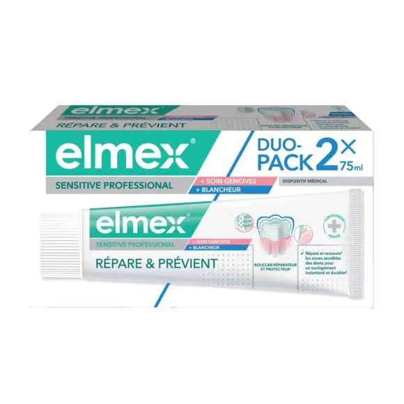 Sensitiver professioneller Zahnpasta repariert und verhindert Elmex - 2er-Pack mit 75ml Tuben