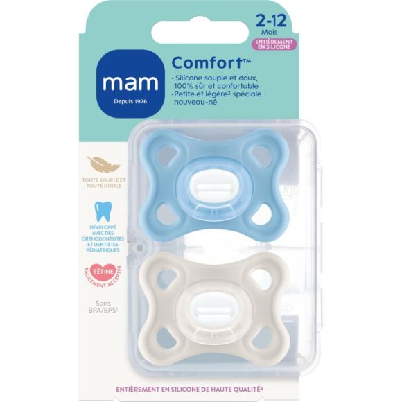 Schnuller Comfort Silikon 2-12 Monate Mam - Packung mit 2 Schnullern