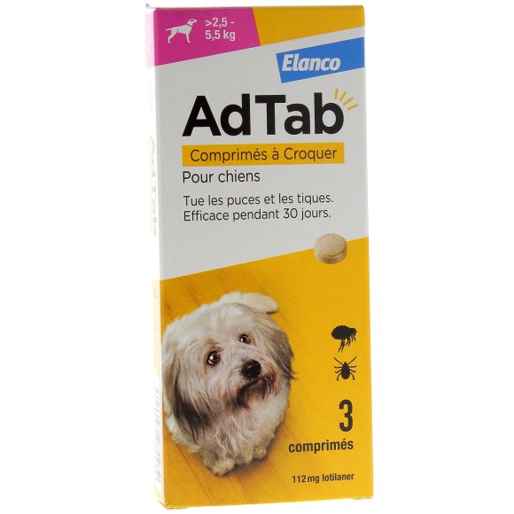 AdTab 112 mg Hund 2,5-5,5kg Elanco - Packung mit 3 Kaubleiben
