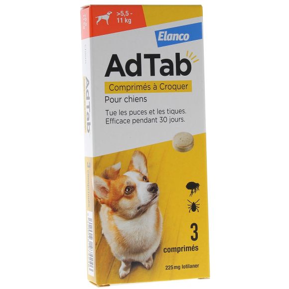 AdTab 225 mg Hund 5,5-11kg Elanco - Packung mit 3 Kautabletten