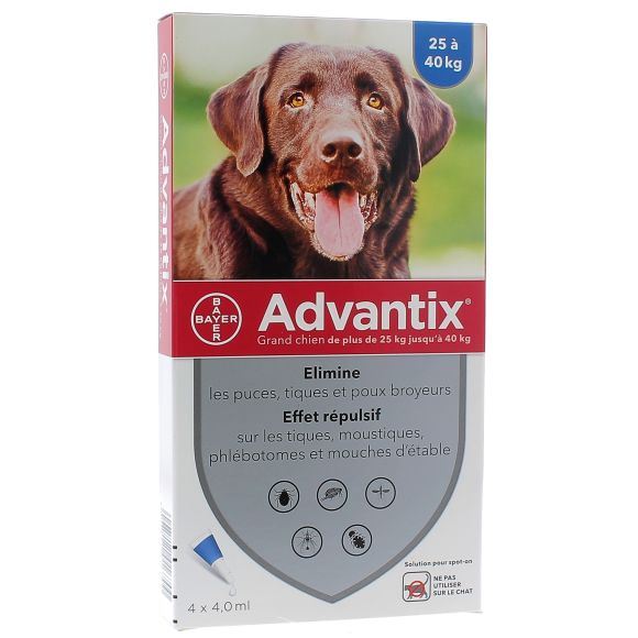 Advantix großer Hund über 25 kg Bayer - Packung mit 4 Pipetten