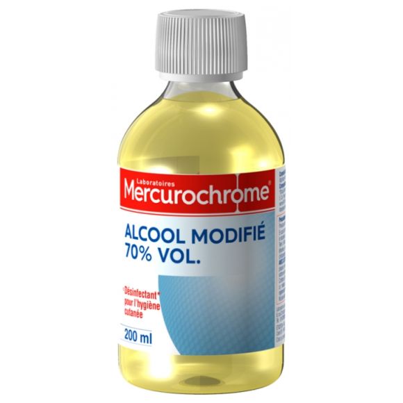 Modifizierter Alkohol 70% vol Mercurochrome - Flasche mit 200 ml