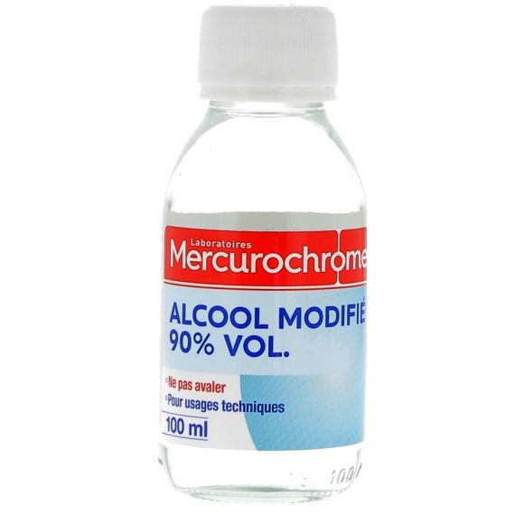 Modifizierter Alkohol 90% vol Mercurochrome - Flasche mit 100 ml
