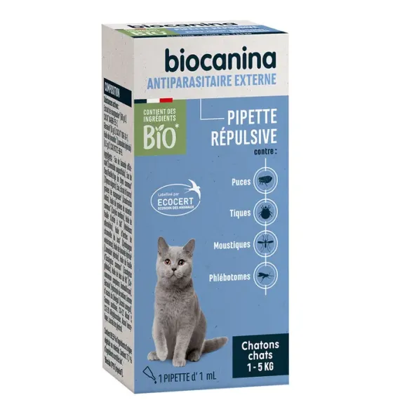 Antiparasitäres externes Repellent Pipette für Kätzchen und Katzen 1-5kg Biocanina - Schachtel mit einer Pipette