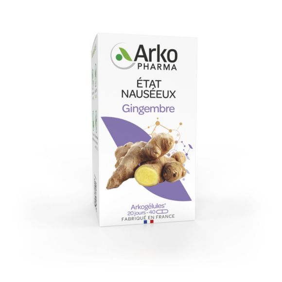 Arkogélules Ingwer bei Übelkeit Arkopharma - Packung mit 40 Kapseln