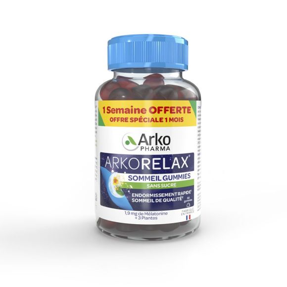 Arkorelax Schlaf Gummies ohne Zucker Arkopharma - Dose mit 60 Gummies