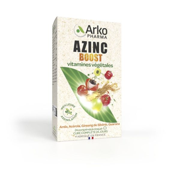Azinc Boost pflanzliche Vitamine Arkopharma - Packung mit 24 Kaudabletten