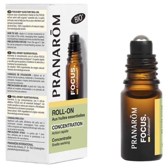Aromaboost Fokus Konzentration Roll-on mit ätherischen Bio-Ölen von Pranarôm - Roll-on mit 5 ml