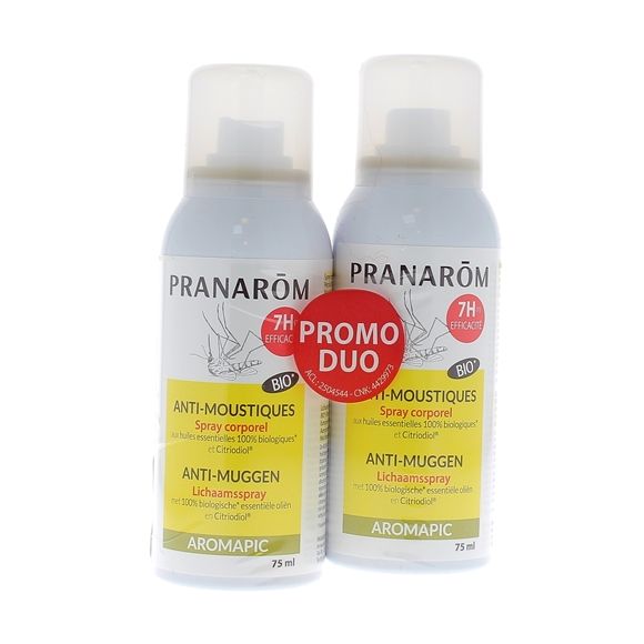 Aromapic Körperspray gegen Mücken Pranarôm - 2er-Pack mit 75 ml Sprays
