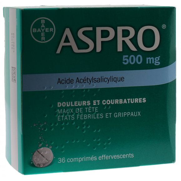 Aspro 500 Brausetabletten - Packung mit 36 Tabletten
