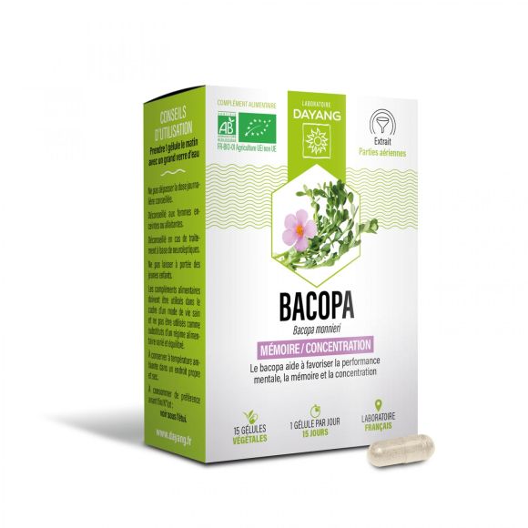 Bacopa Bio Gedächtnis/Konzentration Dayang - Packung mit 15 pflanzlichen Kapseln