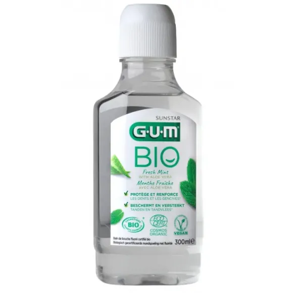 Fluoridiertes Mundwasser mit frischer Bio-Minze GUM - Flasche mit 300ml