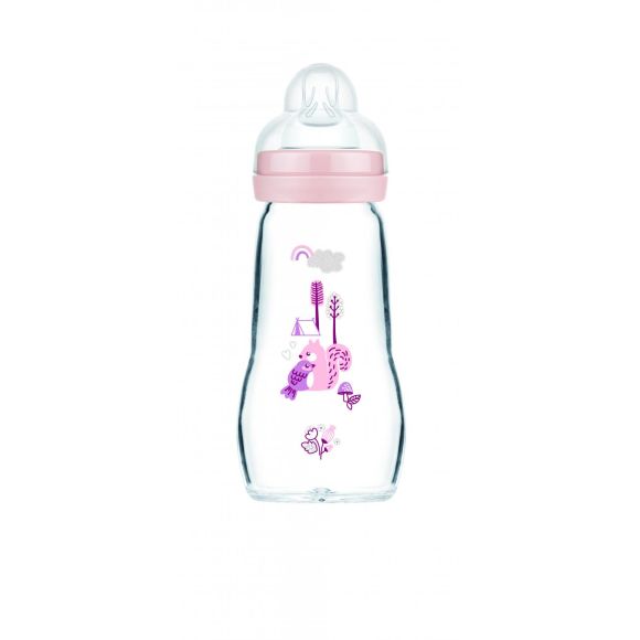 Glasflasche 0 bis 6 Monate Sauger Fluss 2 - rosa - MAM - Flasche mit 260 ml