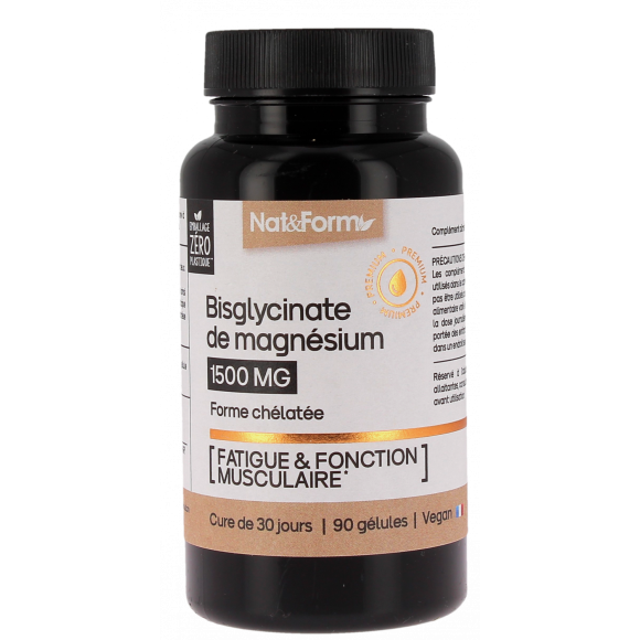 Bisglycinat Magnesium 1500mg Nat&Form - Dose von 90 Kapseln