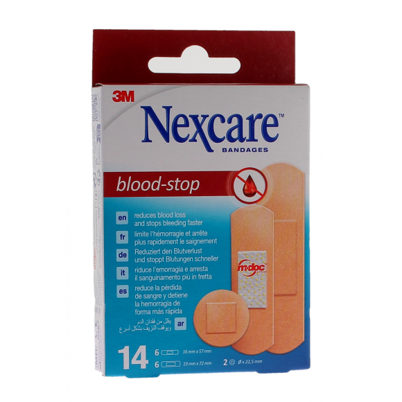 Blood-Stop Hämostatische Pflaster Nexcare - Packung mit 14 Pflastern