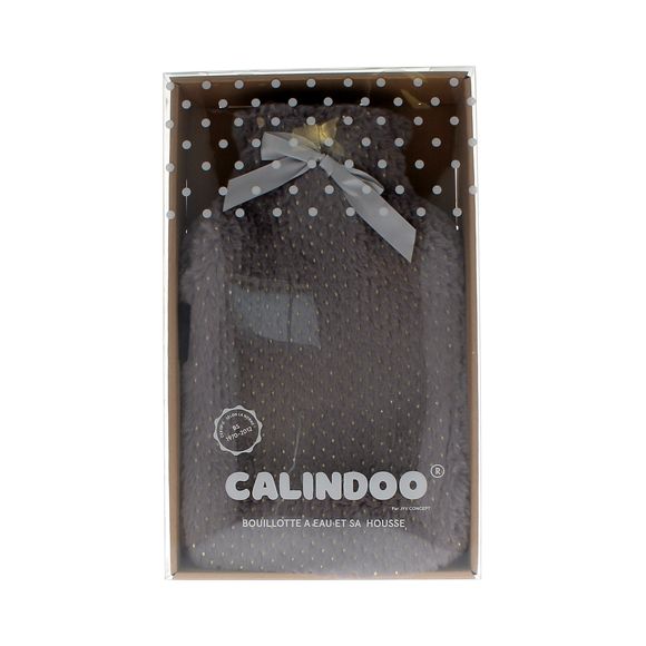 Wasserflasche mit glänzendem grauem Bezug Calindoo - 2L Wärmflasche