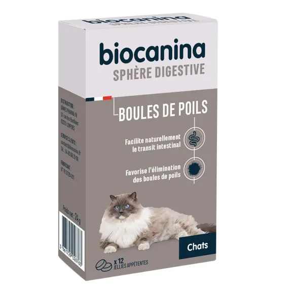 Biocanina Haarballen Verdauungskugeln für Katzen - Packung mit 12 Gele