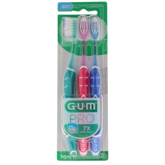 Weiche PRO Gum Zahnbürste - Set mit 3 Zahnbürsten