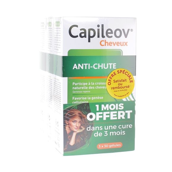Capileov Anti-Haarausfall doppelte Wirkung Nutreov - Packung mit 90 Kapseln für 3 Monate, davon 1 Monat geschenkt