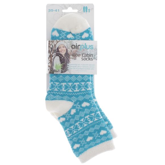 Feuchtigkeitssocken Aloe Cabin Herz Blau Größe 35-41 Airplus - 1 Paar