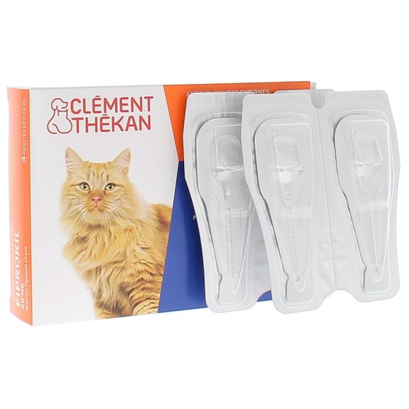 Fiprokil Katzen 50 mg Clément Thékan - Packung mit 4 Pipetten zu 0,50 ml