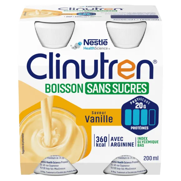 Clinutren Getränk ohne Zucker Vanille Nestlé - 4 Flaschen à 200 ml