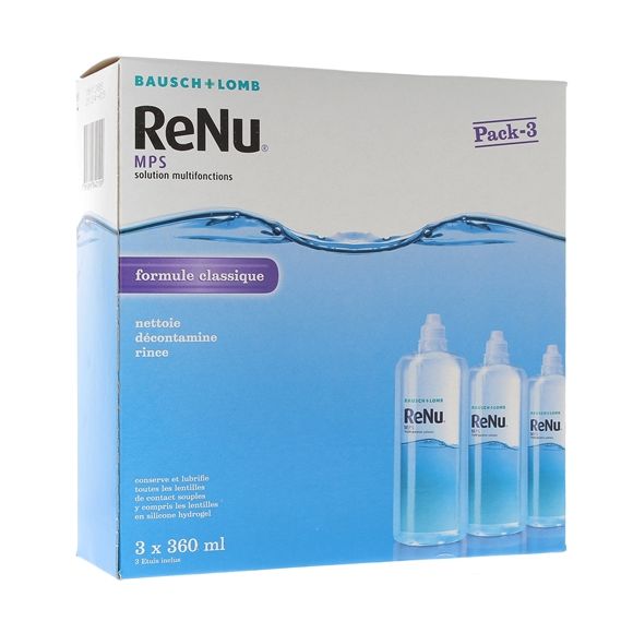 ReNu MPS Multifunktionslösung klassische Formel Bausch Lomb - 3er Pack mit 360 ml Flaschen + 3 Kontaktlinsenbehälter