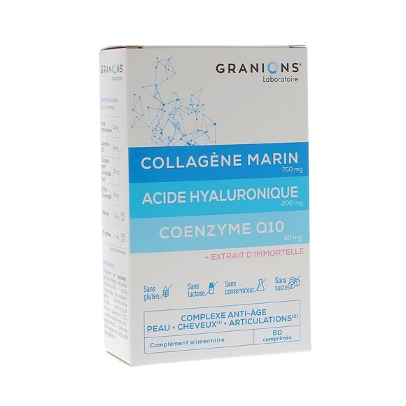 Marine Kollagen Hyaluronsäure Coenzym Q10 Granions - Packung mit 60 Tabletten
