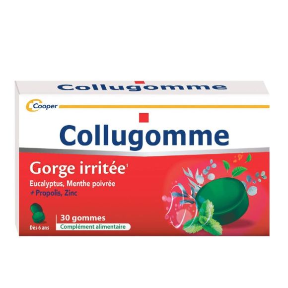 Collugomme gereizter Hals Cooper - Packung mit 30 Kaugummis