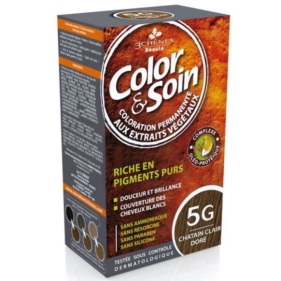 Farbe & Pflege permanente Haarfarbe Hellgoldbraun 5G Die 3 Eichen - 1 Set