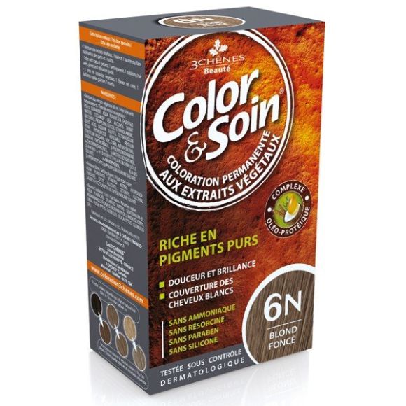 Farbe & Pflege permanente Haarfarbe Dunkelblond 6N Les 3 Chênes - 1 Set