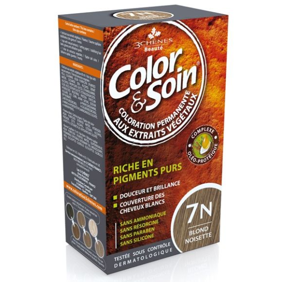 Farbe & Pflege permanente Haarfarbe Haselnussblond 7N Les 3 Chênes - 1 Set