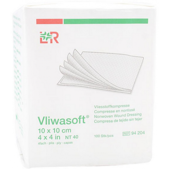 Nicht sterile Vliwasoft Vlieskompressen 10x10cm Velpeau Lohmann & Rauscher - Schachtel mit 100 Kompressen