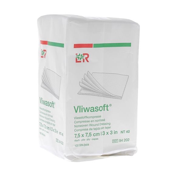 Vlieskompressen 7,5x7,5cm Vliwasoft Velpeau Lohmann & Rausher - Schachtel mit 100 Kompressen