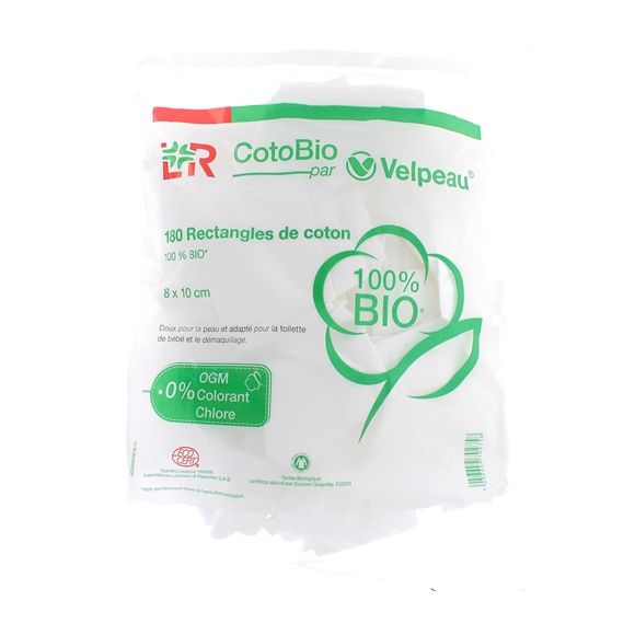 CotoBio Bio-Baumwollrechteck Velpeau - 180 Rechtecke aus Baumwolle von 8x10cm